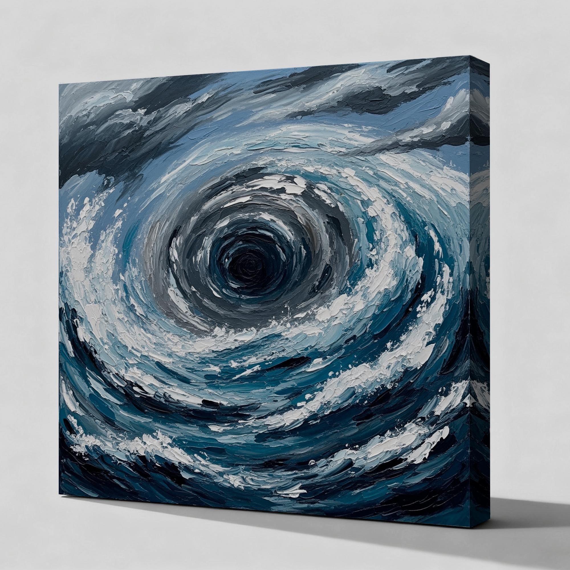 Blue abstract ocean vortex mural - View 2
