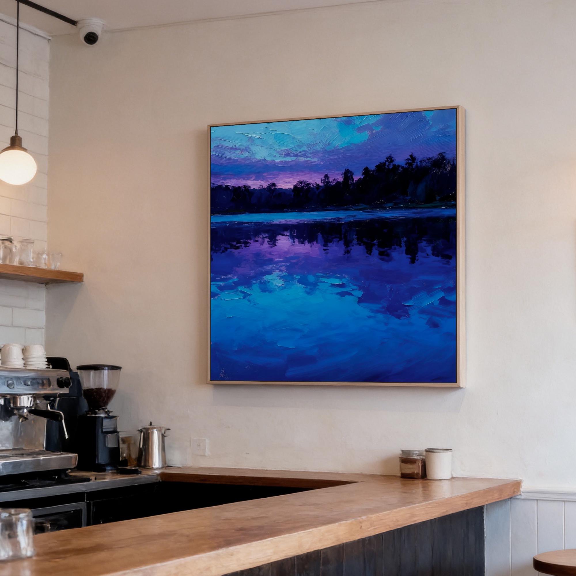 An elegant oil painting of a lake at dusk - View 3