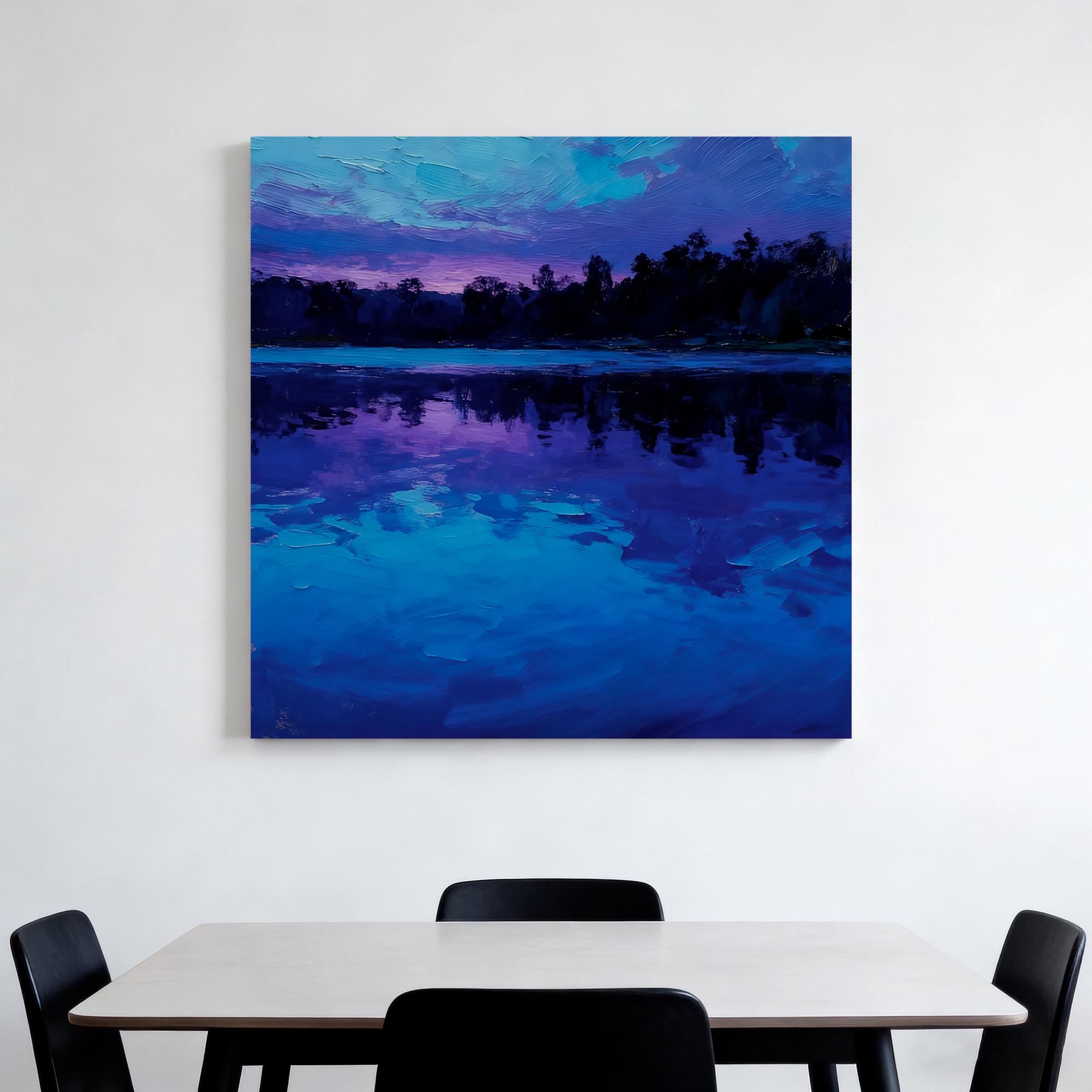 An elegant oil painting of a lake at dusk - View 5