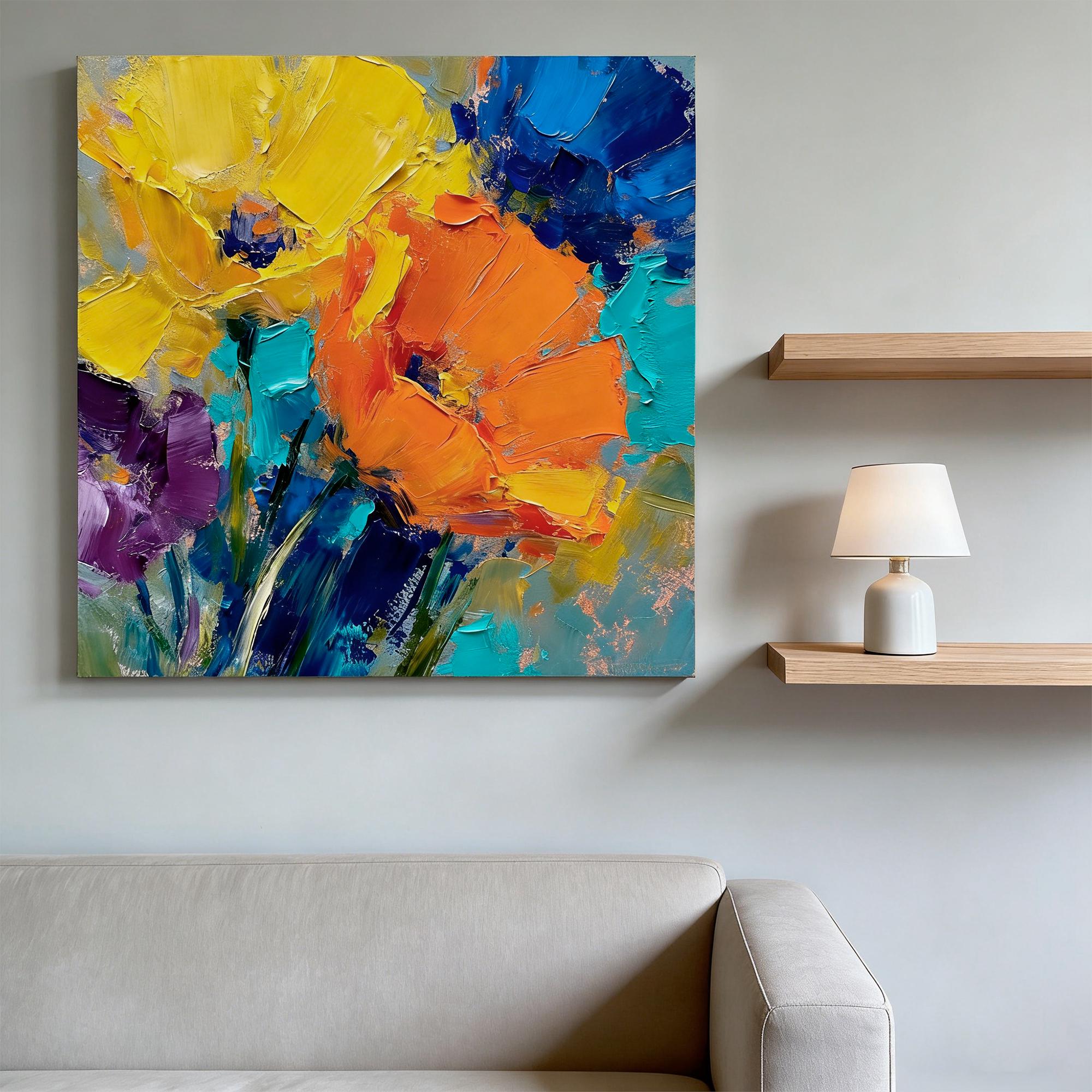 Colorful and elegant abstract floral oil paintings