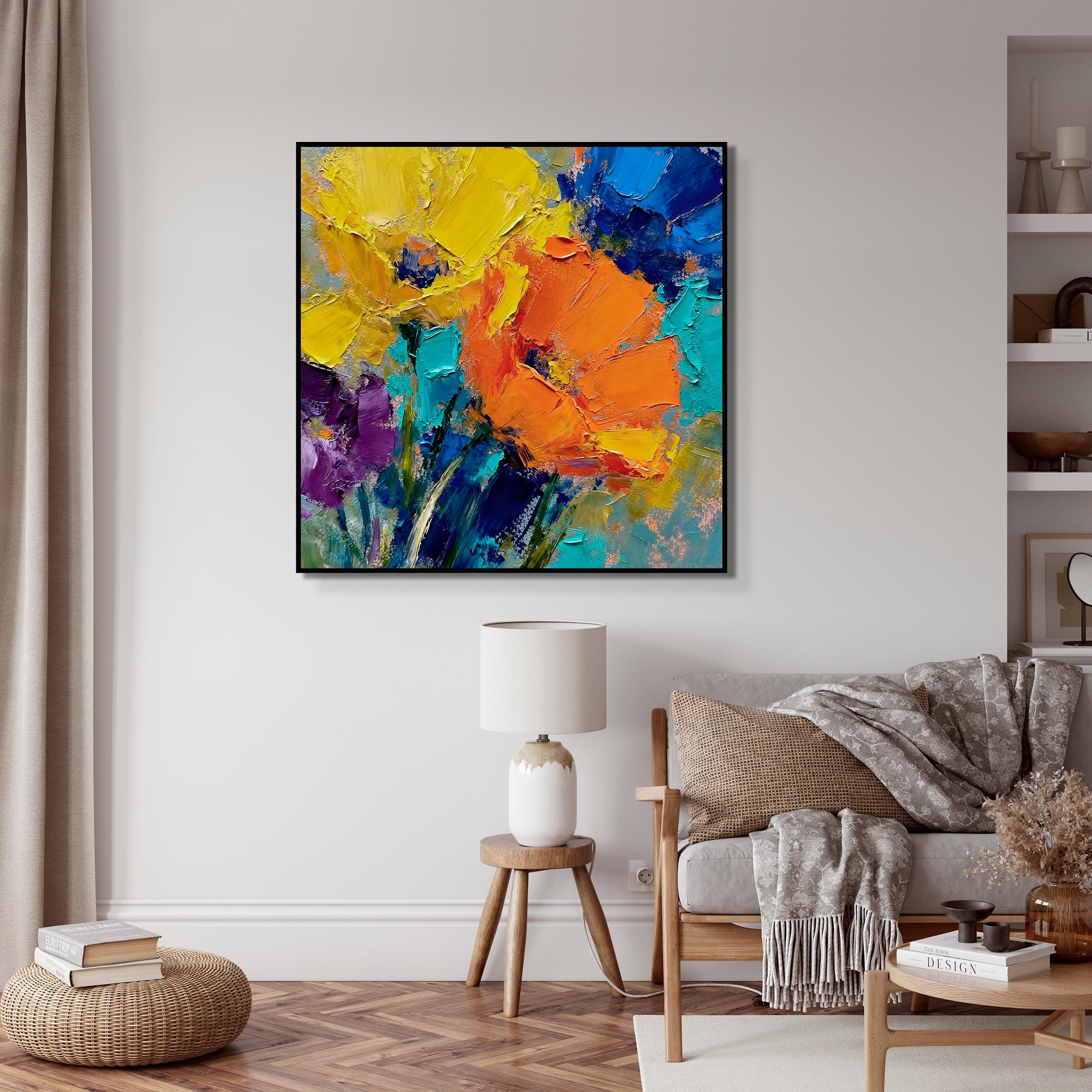 Colorful and elegant abstract floral oil paintings - View 4