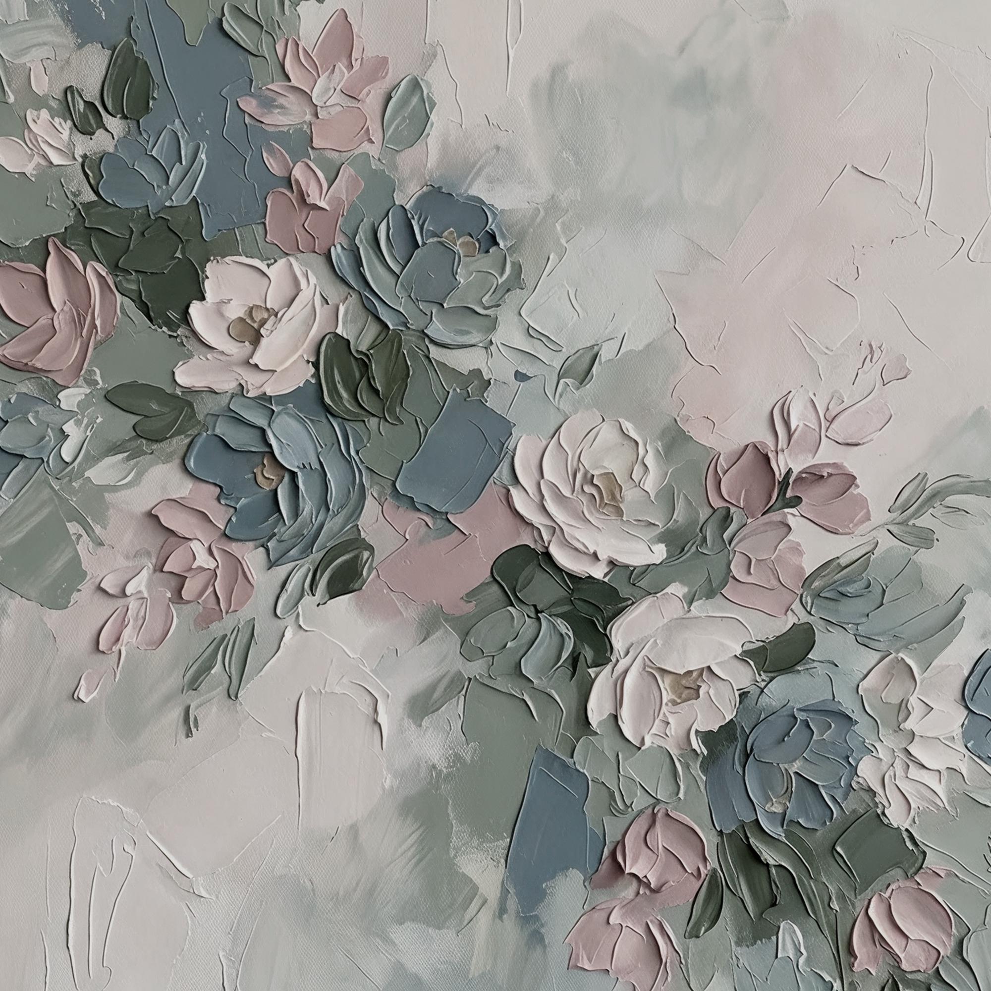 Elegant pastel floral oil painting - View 4