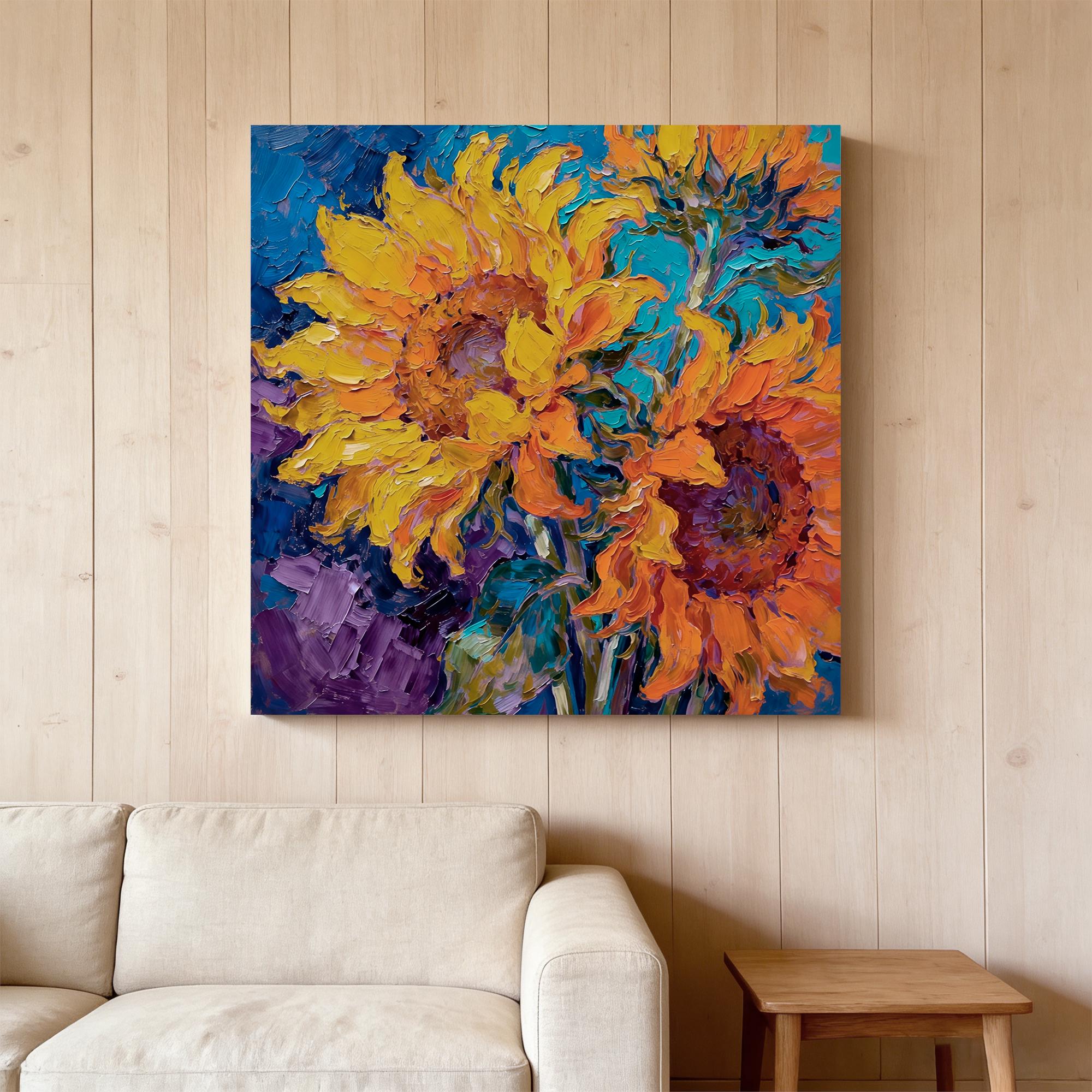 Rich in orange and yellow floral oil paintings - View 4