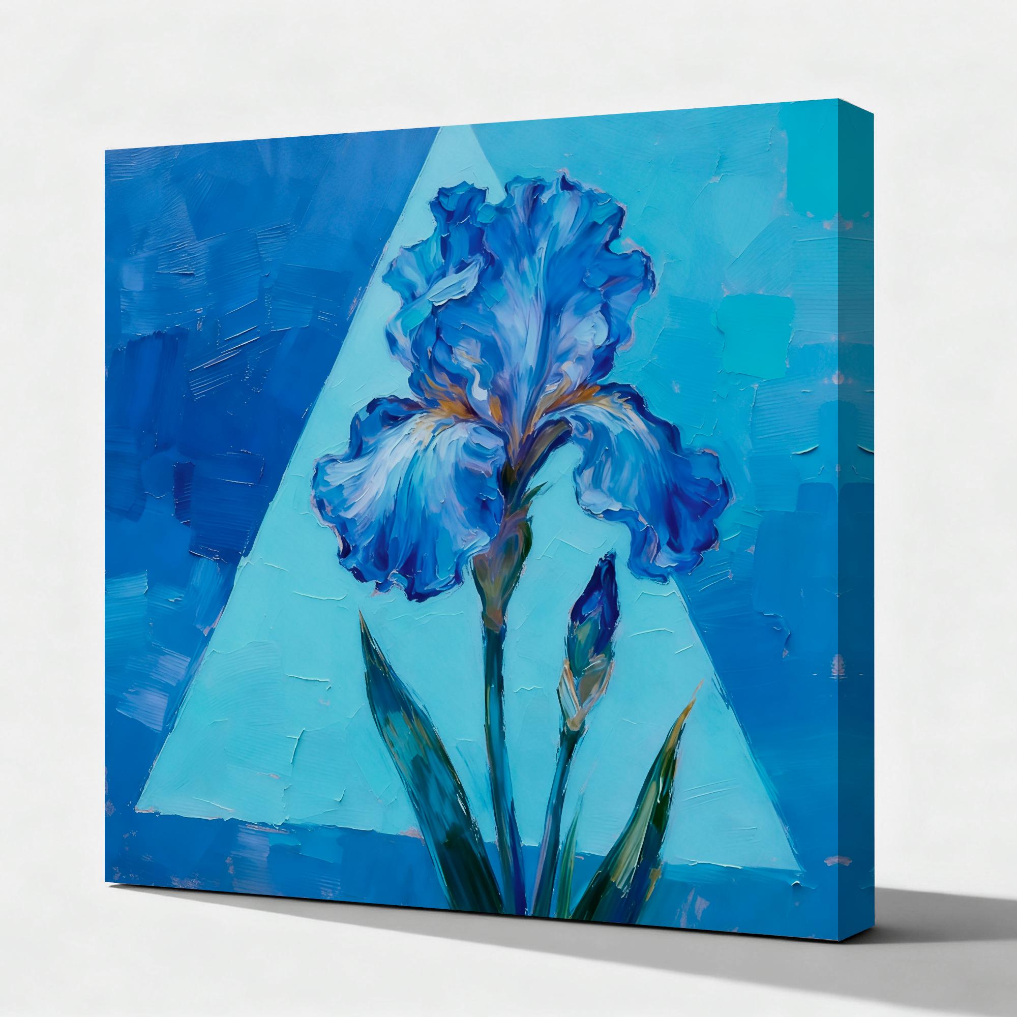 Elegant Blue Iris Oil Painting - View 2