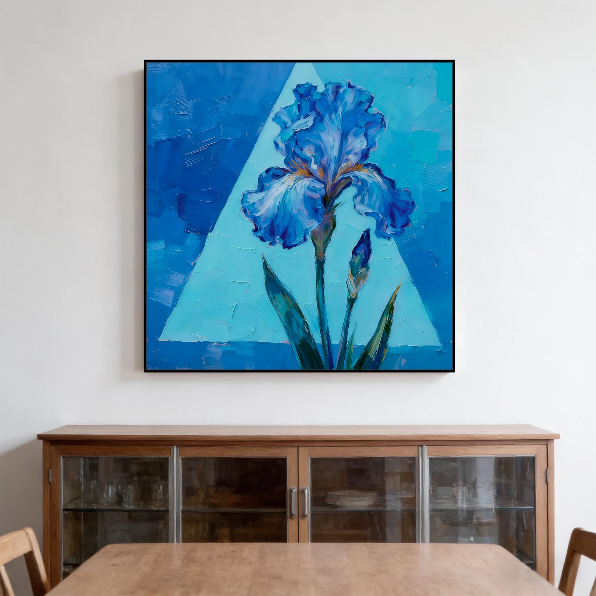 Elegant Blue Iris Oil Painting - View 3