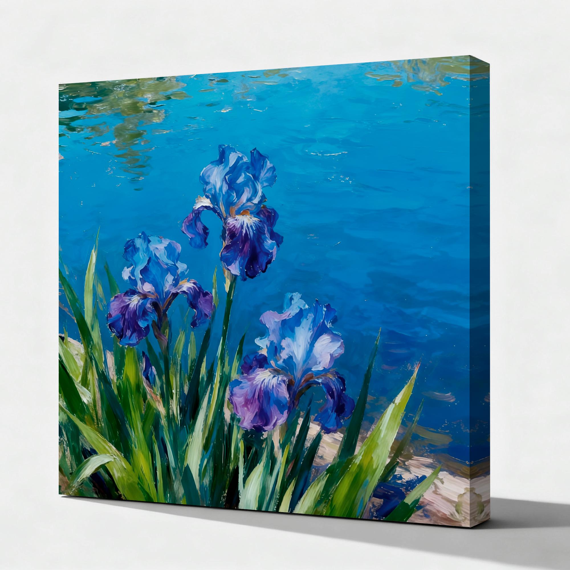 Oil painting of plants lakeand flowers - View 2