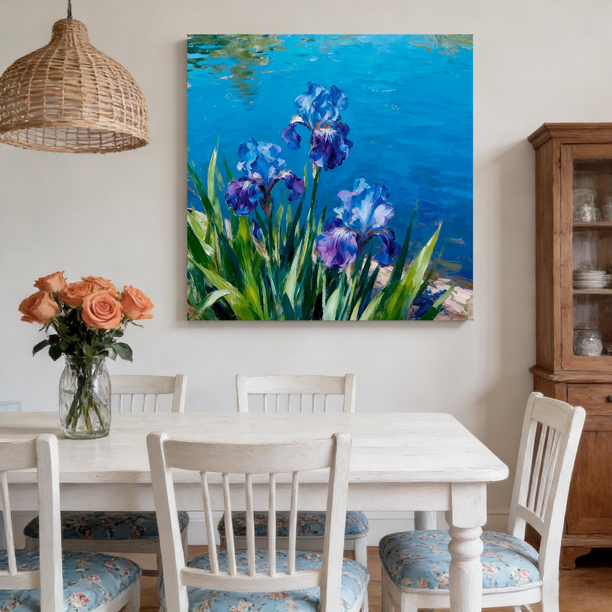 Oil painting of plants lakeand flowers - View 4