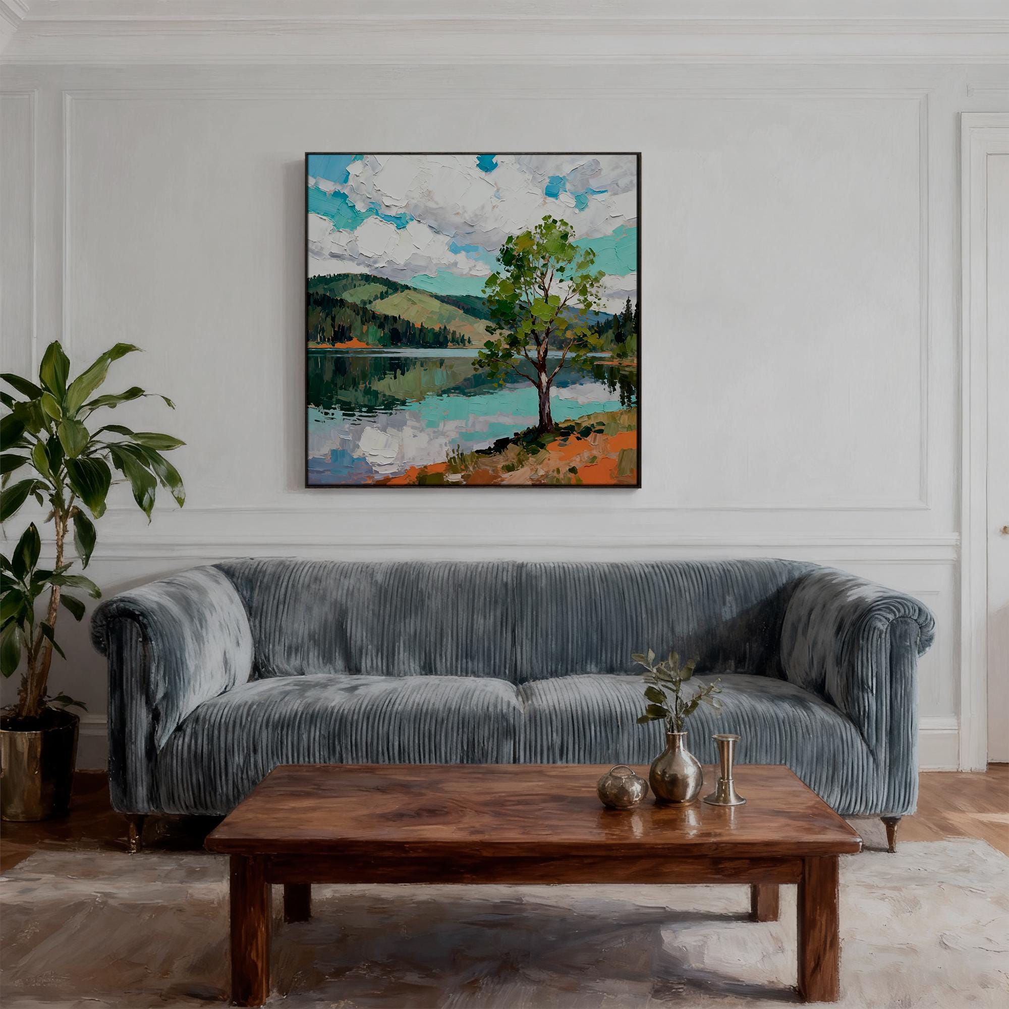 Tranquil natural reflection landscape painting - View 5